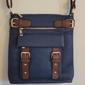 Jessie James Blue Concealed Carry Lock & Key Crossbody Faux Lea W/Holster Bag.